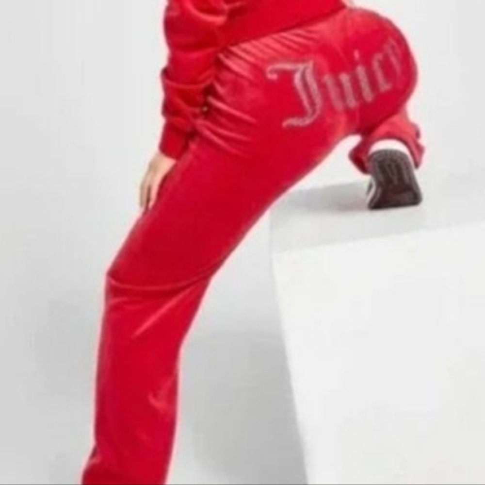 NWT Juicy Couture Women's *Flash Red* Velour Logo Track Pants Size-Small